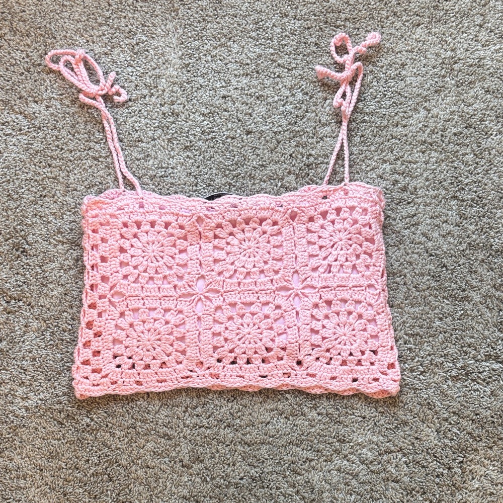 Pink Crochet Crop Top
